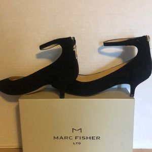 Marc Fisher Black Suede Ankle Strap Pump size 8M